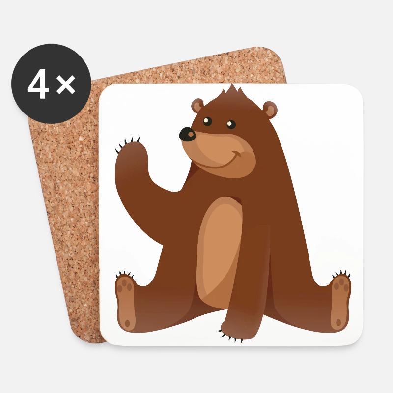 Braunbär - Untersetzer (4er-Set) - Weiß