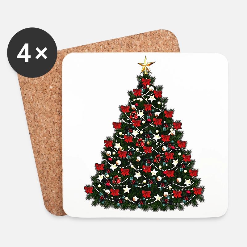 Tannenbaum - Untersetzer (4er-Set) - Weiß