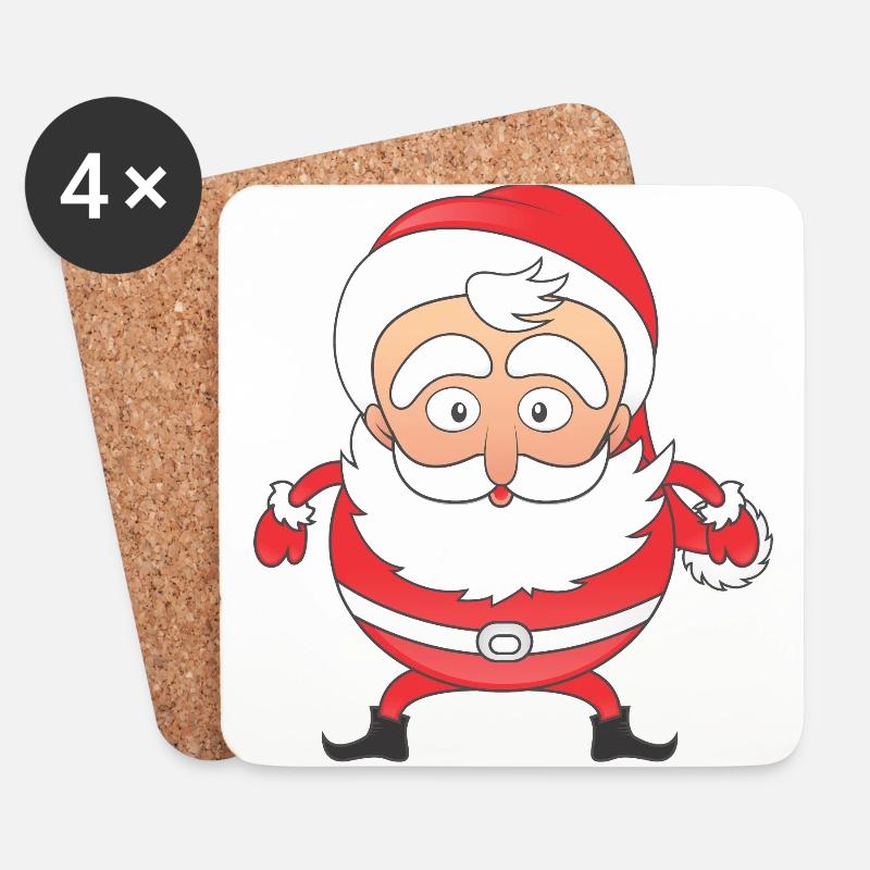Weihnachtsmann - Untersetzer (4er-Set) - Weiß