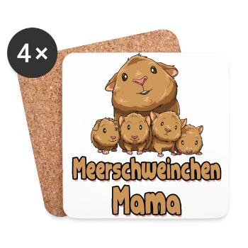 Lustige Meerschweinchen Mama mit Ihren Kindern - Untersetzer (4er-Set) - Weiß - Vorne