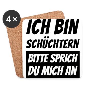 ICH BIN SCHÜCHTERN - Single Solo Flirt Dating - Untersetzer (4er-Set) - Weiß - Vorne