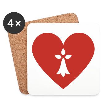 Kleines rotes Herz Hermelin weiß - Brittany BZH - Untersetzer (4er-Set) - Weiß - Vorne