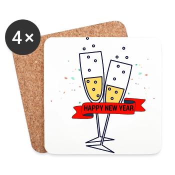 HAPPY NEW YEAR - Coasters (set of 4) - white - Front