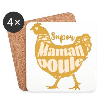 Maman poule humour maman cadeau fête des mères. - Dessous de verre (lot de 4) - blanc - Devant