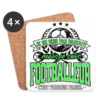 Football humour footballeur pas parfait cadeau - Dessous de verre (lot de 4) - blanc - Devant