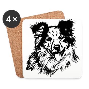 Australischer Schäferhund - Untersetzer (4er-Set) - Weiß - Vorne