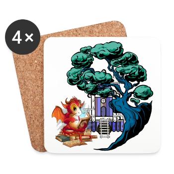 magic, dragon, dragon, mythical creature, fable, magic, child - Coasters (set of 4) - white - Front