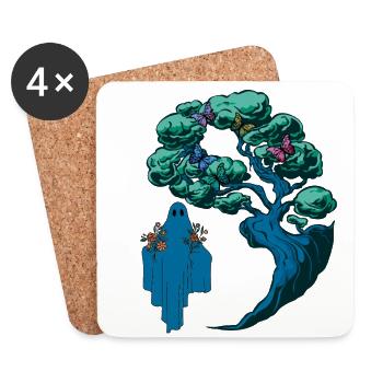 Ghost, Ghost, Spirits, Nature, Forest, Flora, Botany - Coasters (set of 4) - white - Front