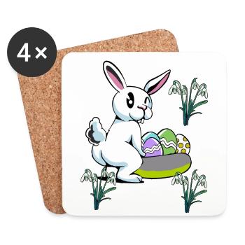 Lapin de Pâques Nid de Pâques Oeufs Lapin Enfant - Dessous de verre (lot de 4) - blanc - Devant