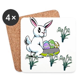 Child Children Toddler Baby Easter Eggs Bunny Flowers - Coasters (set of 4) - white - Front