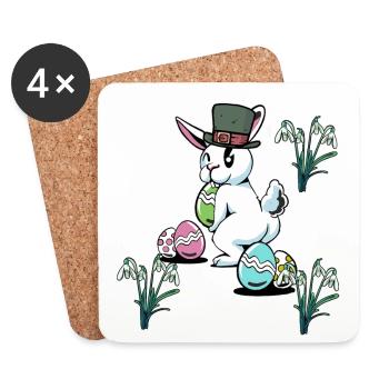 Oeufs de Pâques Fête de Pâques Lapin de Pâques enfant - Dessous de verre (lot de 4) - blanc - Devant