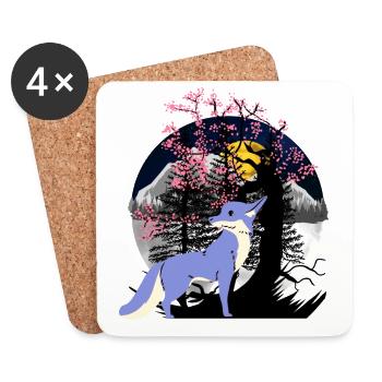 Habitants de la forêt, renards, renards, animaux de la forêt, nature - Dessous de verre (lot de 4) - blanc - Devant