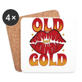 Old but Gold mit Kuss Mund Roten Lippen - Untersetzer (4er-Set) - Weiß - Vorne