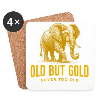 Old but Gold never too old with Big Elephant - Coasters (set of 4) - white - Front