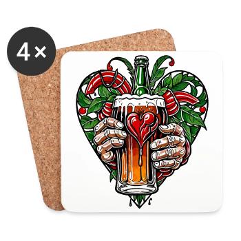 I love beer - Coasters (set of 4) - white - Front