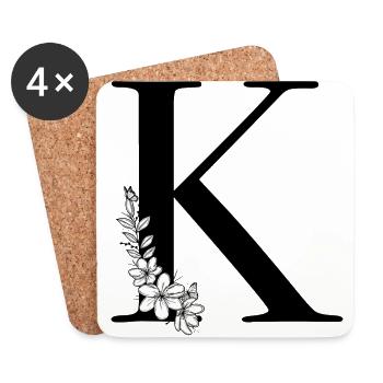 Buchstabe K - Untersetzer (4er-Set) - Weiß - Vorne