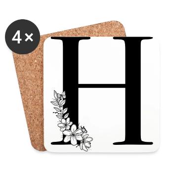 Lettre H - Dessous de verre (lot de 4) - blanc - Devant