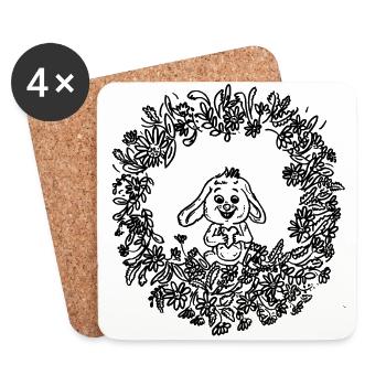 Osterhase im Osterkranz - Untersetzer (4er-Set) - Weiß - Vorne