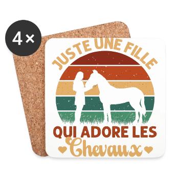 Juste Une Fille Qui Adore Les Chevaux Cadeau Rétro - Dessous de verre (lot de 4) - blanc - Devant