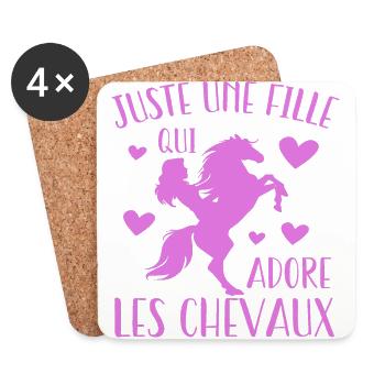 Juste Une Fille Qui Adore Les Chevaux Cadeau - Dessous de verre (lot de 4) - blanc - Devant