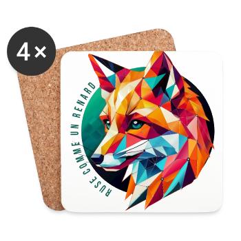Mehrfarbiger geometrischer Fuchs - Abstraktes Design - Untersetzer (4er-Set) - Weiß - Vorne