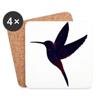 Colibri avec ciel étoilé - Dessous de verre (lot de 4) - blanc - Devant