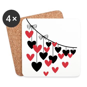 Heart Garland Many Hearts - Coasters (set of 4) - white - Front