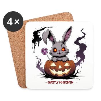 Obsessionnellement sucré – lapin effrayant dans la citrouille - Dessous de verre (lot de 4) - blanc - Devant