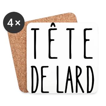 tête de lard - Dessous de verre (lot de 4) - blanc - Devant