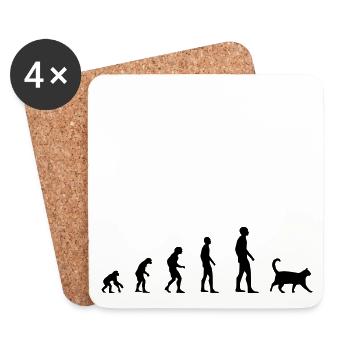 Katze – Evolution - Untersetzer (4er-Set) - Weiß - Vorne