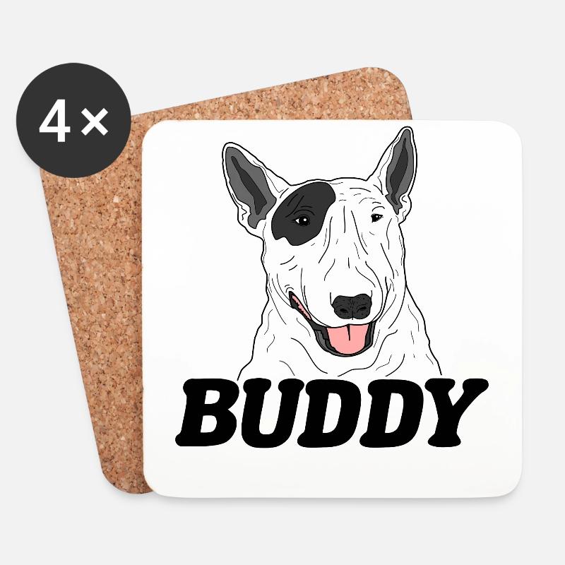 Bullterrier - Untersetzer (4er-Set) - Weiß