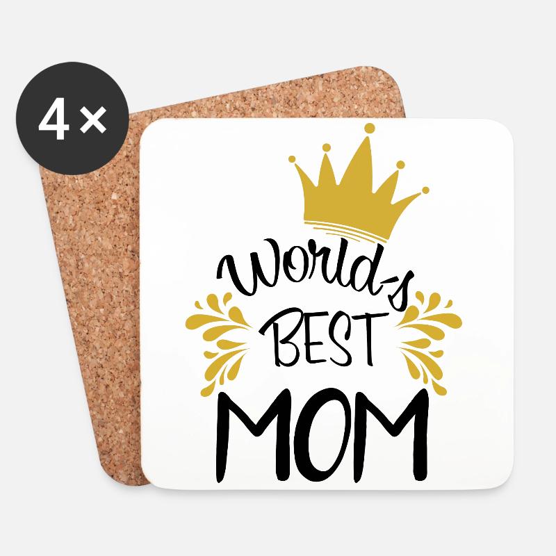 World's Best Mom mit Krone - Untersetzer (4er-Set) - Weiß
