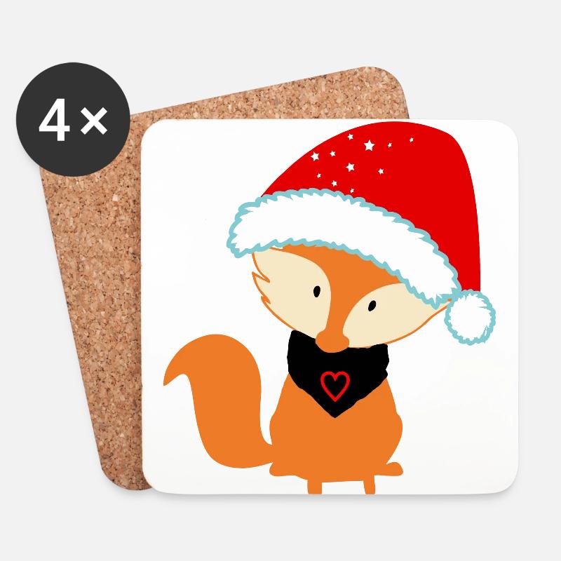 Weihnachten Fuchs Kind - Untersetzer (4er-Set) - Weiß