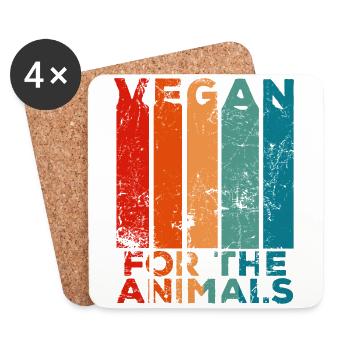 VINTAGE VEGAN FOR THE ANIMALS - Coasters (set of 4) - white - Front