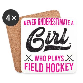 Girl Who Plays Field Hockey Gift Field Hockey - Coasters (set of 4) - white - Front