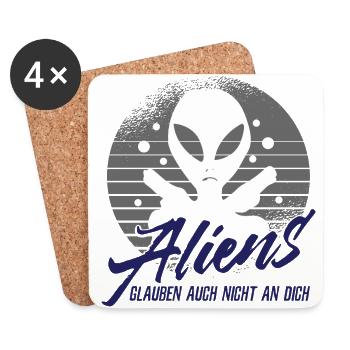 Aliens - Untersetzer (4er-Set) - Weiß - Vorne