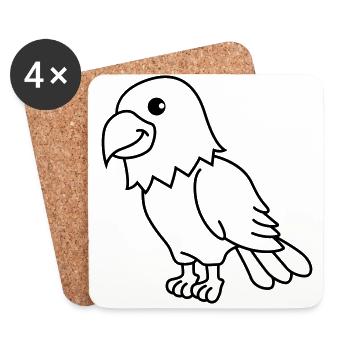 Adler Comic Tier - Untersetzer (4er-Set) - Weiß - Vorne