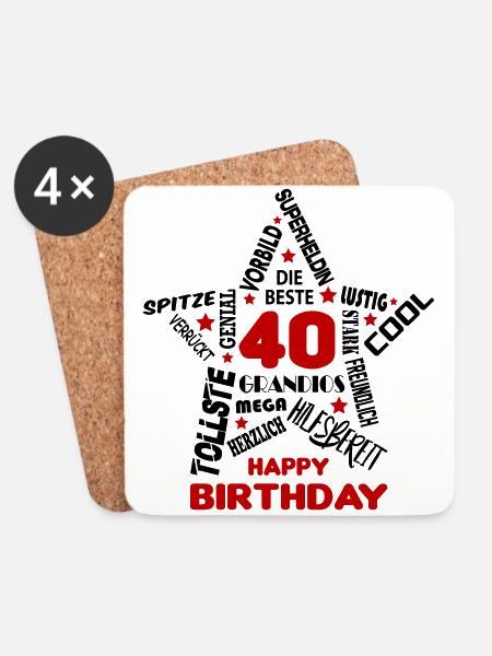 Geburtstag Frau 40 Happy Birthday Wife Women Best - Untersetzer (4er-Set) - Weiß