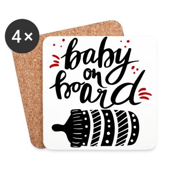Baby on Bord Schwangerschaft Pregnant - Untersetzer (4er-Set) - Weiß - Vorne