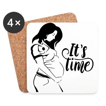 Its Time Es wird Zeit Schwangerschaft Pregnant - Untersetzer (4er-Set) - Weiß - Vorne