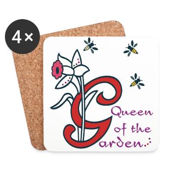 Garden, initial, bees - Coasters (set of 4) - white - Front