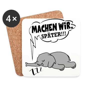 Machen wir später Nein Nö Chef - Untersetzer (4er-Set) - Weiß - Vorne