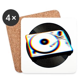 Record Turntable Music Retro - Coasters (set of 4) - white - Front