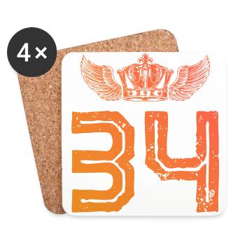 34 Number crown - Coasters (set of 4) - white - Front