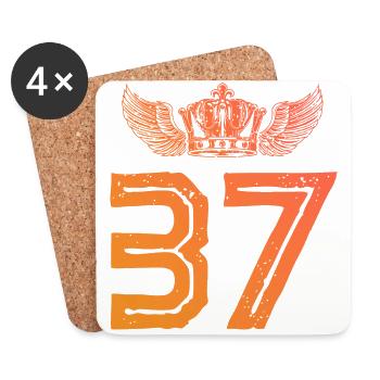 37 Number crown - Coasters (set of 4) - white - Front