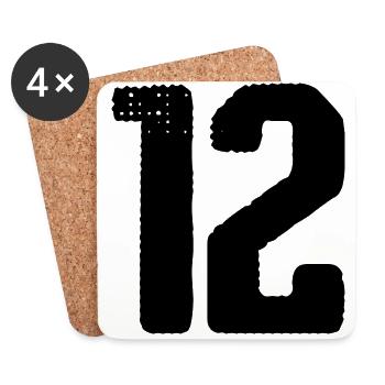 12 Zahl Trikot - Untersetzer (4er-Set) - Weiß - Vorne
