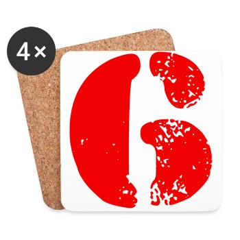 6 Zahl Symbol - Untersetzer (4er-Set) - Weiß - Vorne