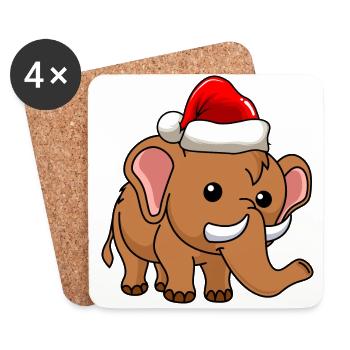 Mammut Comic Weihnachten - Untersetzer (4er-Set) - Weiß - Vorne