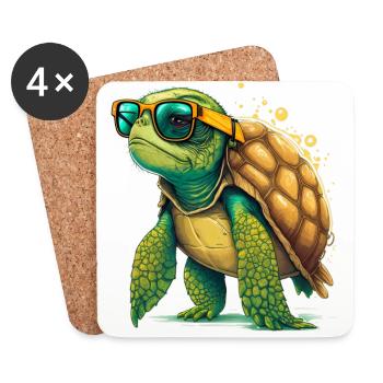 Tortue ancienne - Dessous de verre (lot de 4) - blanc - Devant