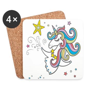 Magie de la licorne - Dessous de verre (lot de 4) - blanc - Devant